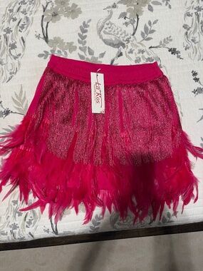 Pink beaded and feathered skirt